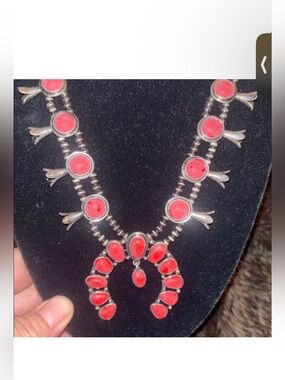 Faux Navajo pearl Squash Blossom Western Necklace